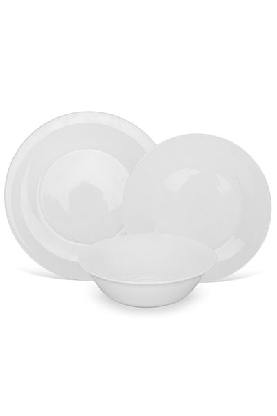 Fissman Dinnerware Set of 12 — 4 x Plate 20cm, 4 x Plate 25.5cm, 4 x Bowl 16.5cm — Dishwasher Safe