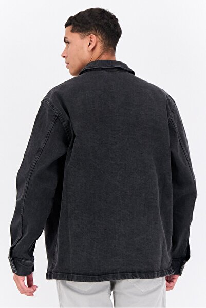 French Connection Men Washed Denim Jacket, Grey