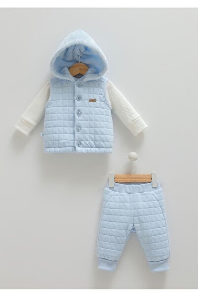 Caramell ERKEK BEBEK KAPİTONE  3 LÜ TAKIM YELEK BODY PANTOLON %100 PAMUK