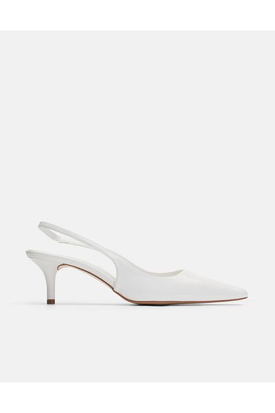 Jorbinol Agata Patent Leather Classic Thin Heeled Shoes - White