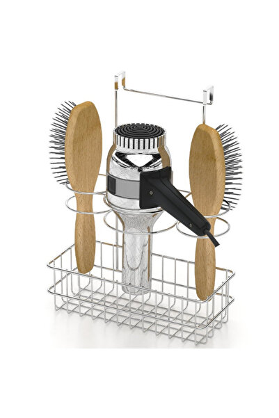 Evistro Dolap Kapağı Askısı Saç Kurutma Makinası Saç Fırçası Tutacağı