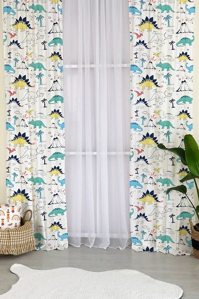 Lolla Dinosaur Patterned Printed Baby-Child Room Background Curtain