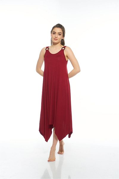 Estiva 23233 Women's Solid Colored Lycra Viscose Dress with Shoulder Buckle