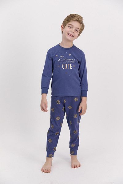 Arnetta Boy's Indigo Long Sleeve Pajama Set - Snow Funny