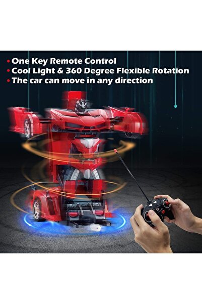 fulina Red Transforming Toy Car Kids Transforming Robot Kit Toy Model 2 In 1 Step Model,for Boys Girls