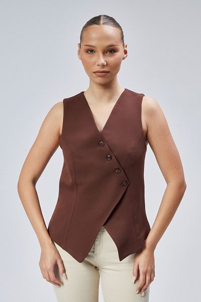Bolivente Women's Regular V-Neck Buttoned Vest