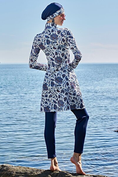 Ruko Maio 231212   Double Scarf and Hijab Bonnet Turtleneck Lycra Fabric Full Hijab Swimsuit