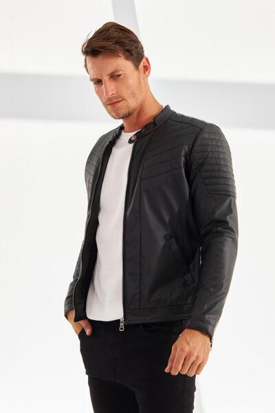 Delpino سترة جلدية ضيقة للرجال