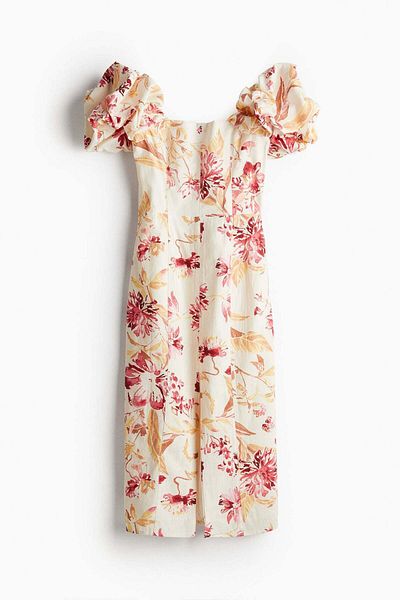 H&M Linen-blend off-the-shoulder dress