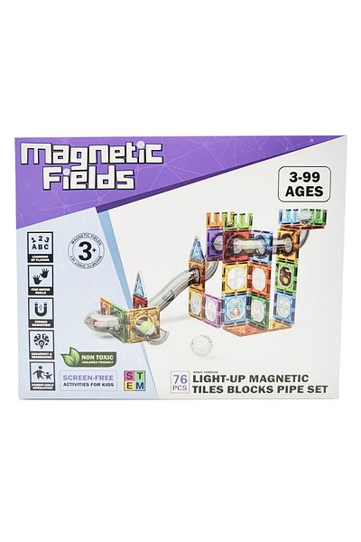Magnetic Fields Light Magnetic Tiles Blocks Pipe set-76 Pcs