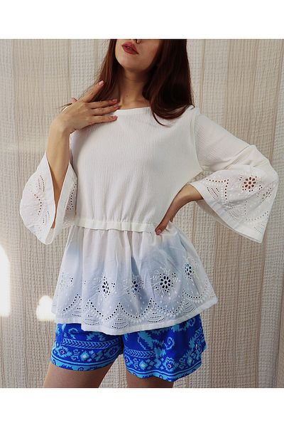 Su Koleksiyon Bade Şile Cloth & Scallop Blouse