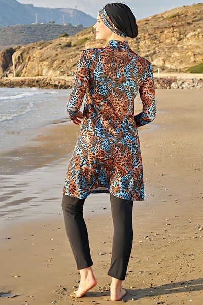 Ruko Maio 23130-5 Large Size Double Bonnet Turtleneck Lycra Swimsuit