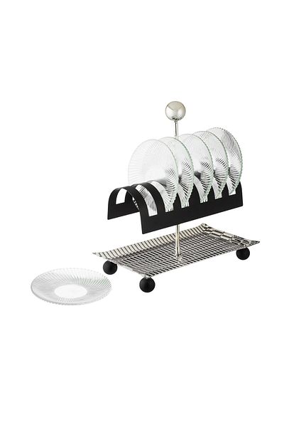 Dania A set of dessert plates on a silver stand, 6 pieces