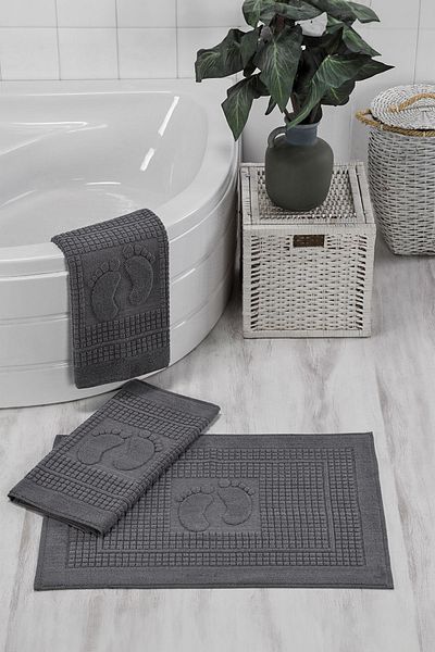 Eponj Home Σετ πετσετών ποδιών Orma Anthracite 3 τεμαχίων