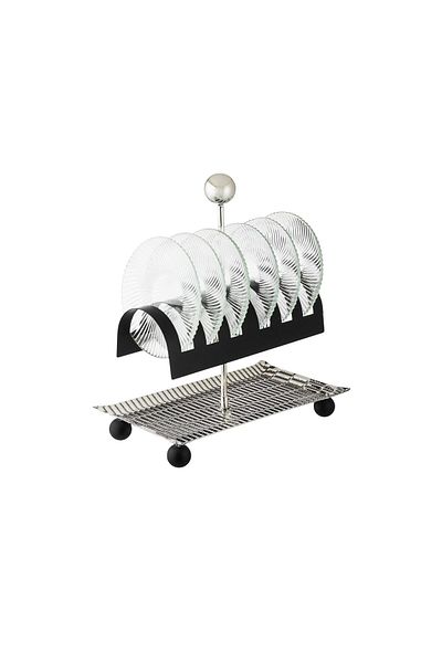 Dania A set of dessert plates on a silver stand, 6 pieces