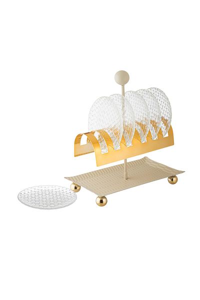 Dania A set of dessert plates on a beige stand, 6 pieces