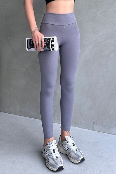 mymoda Colanți cu nervuri gri pentru femei