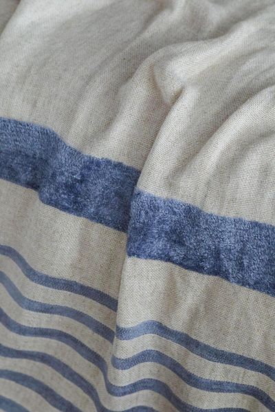 Apricitas HOME Double Linen Bed Cover Set Brulee Denim - Bed Medium