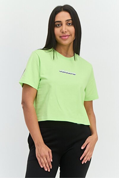 adidas تي شيرت نسائي رياضي بأكمام قصيرة مناسب للخارج، أخضر ليموني
