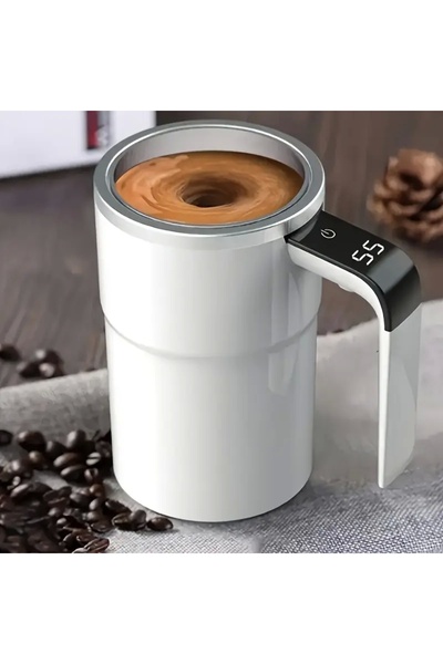 BAUWELT Otomatik Karıştırıcı Kupa Termos Bardak Dijital Sıcaklık Göstergeli Şarjlı