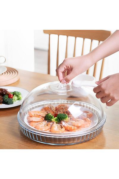 fulina Glass Microwave Splatter Cover, Microwave Plate with Cover, Dishwasher Safe