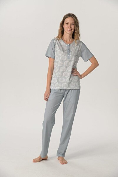 Pijadore Γυναικείο σετ πιτζάμες με κοντά μανίκια και Βαμβάκι κουμπιά