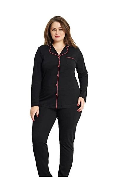 Alperi 79-42 Set de pijamale cu mânecă lungă cămașă cu nasturi de mărime Plus