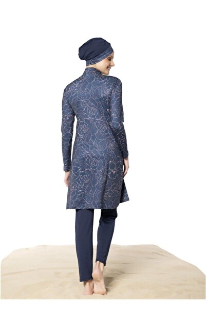 Ruko Maio Ruko 22121-9 Women's Navy Blue Lycra Hijab Swimsuit