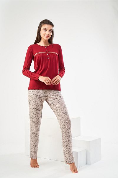 Pjs Pijama Pjs 22425 Γυναικεία μονόχρωμη δαντέλα με πατιλέτα πιτζάμες