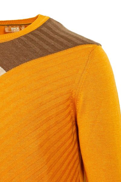 Ncs Jeans Men's Sweater Crew Neck Yellow Print Slim Fit Knitwear Ncs Jeans 3631