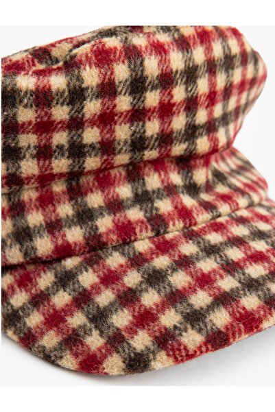 Koton Plaid Cap Hat Soft Textured
