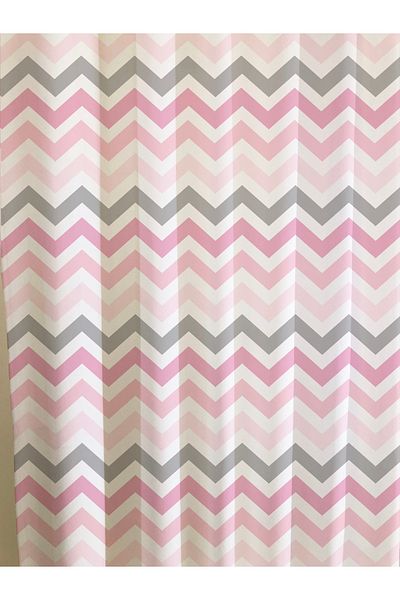 Lolla Pink and Gray Zigzag Background Curtain 109