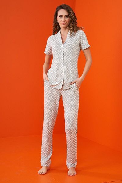 Pjs Pijama Дамски пижамен комплект с копчета и шарки Pjs 23203