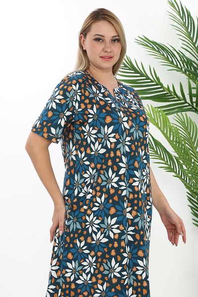 STELLETO Floral Print Neckline Detailed Summer Modal Plus Size Dress