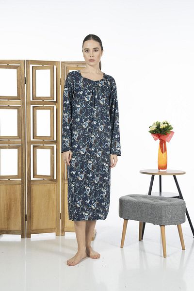 Estiva 23245-2 Rochie casual din lycra viscoză cu mânecă lungă cu guler patrat