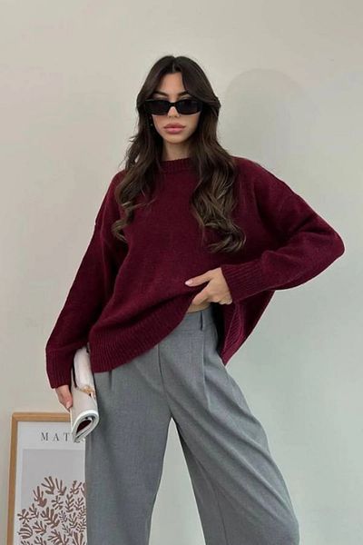 ELBA STİL Crew Neck Oversize Knitwear Sweater