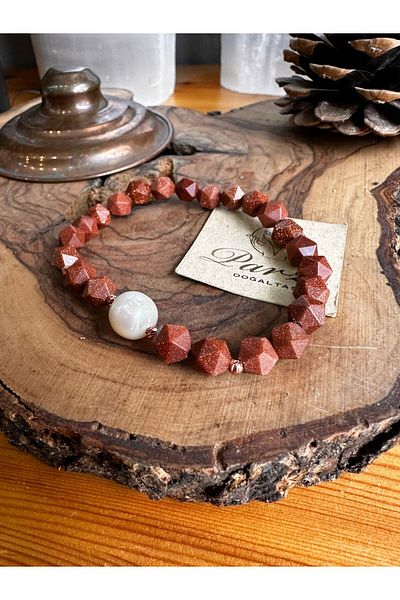 parze doğaltaş Star Stone and Pearl Natural Stone Bracelet