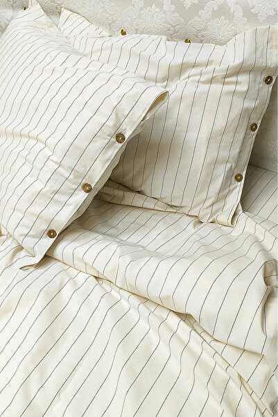 MonoHome Set cuvertură de pilota cu dungi duble din bumbac 100% culoare bej