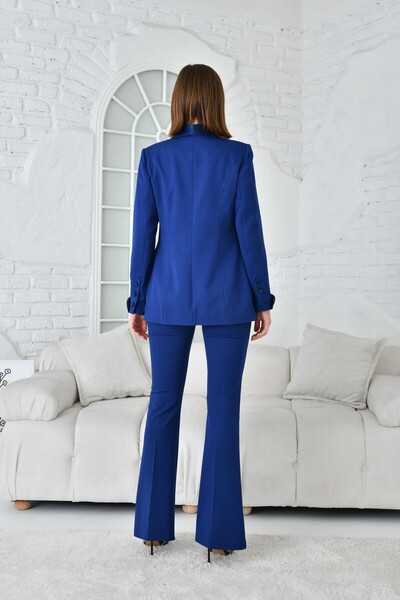 nodilife Saten Yaka Broşlu Takım Elbise Lacivert