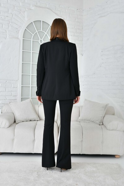 nodilife Saten Yaka Broşlu Takım Elbise Siyah