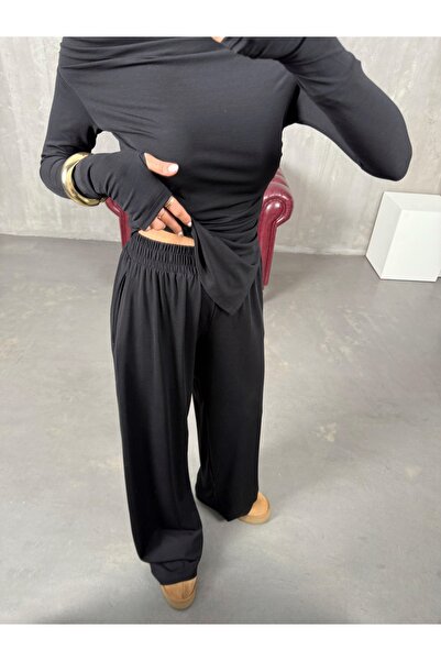 Marbella Women's Off-The-Shoulder Draped Asymmetrical Blouse & Wide Leg Pants Set