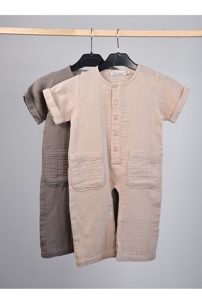 I.ZOYA Seasonal Muslin Jumpsuit with Placket 12Months-3Years
