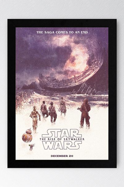 Saturn Star Wars the Rise of Skywalker Framed Painting - Space Wars Fim Poster Painting