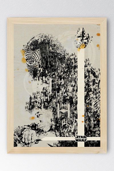 Saturn Star Wars Framed Painting - Space Wars Fim Poster Painting