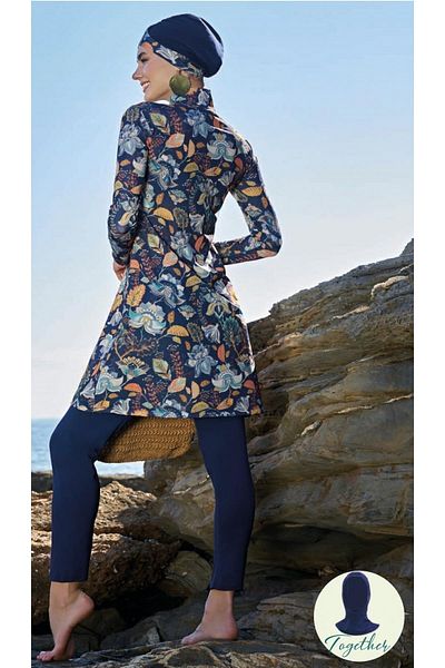Ruko Maio 23121-7 Double Boned Turtleneck Full Hijab Swimsuit
