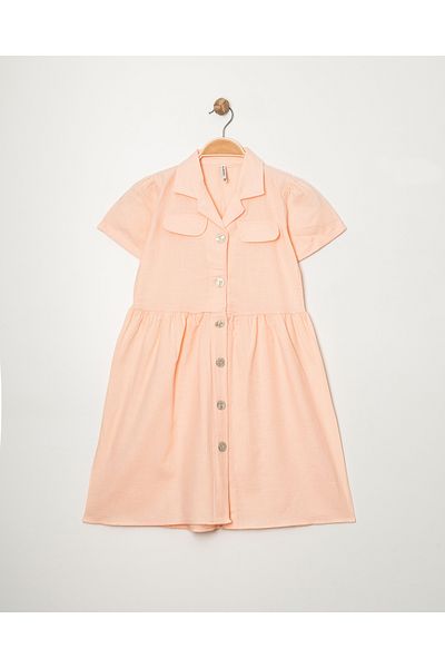 ANGELOS GIRLS Rochie cu mânecă scurtă din bumbac din iută pentru fete P1009