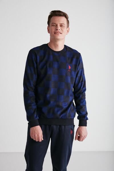 U.S. Polo Assn. 18713 Set de pijamale cu mânecă lungă, albastru marin pentru bărbați