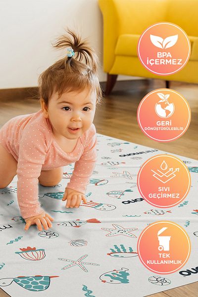 Minimono Under the High Chair and Activity Cover 3 Rolls 30 Pieces - Sea Creatures