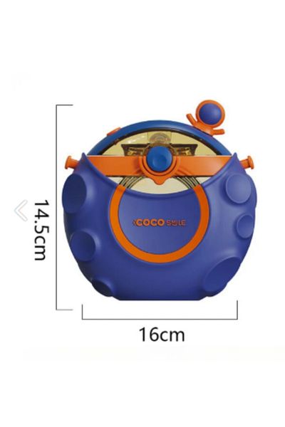Vagonlife Cocosmile 630ml Silicone Straw Astronaut Theme Tritan Children's Water Bottle with Straw and Strap