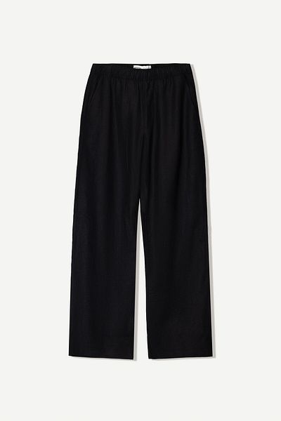 Bershka Wide-leg linen blend jogger trousers